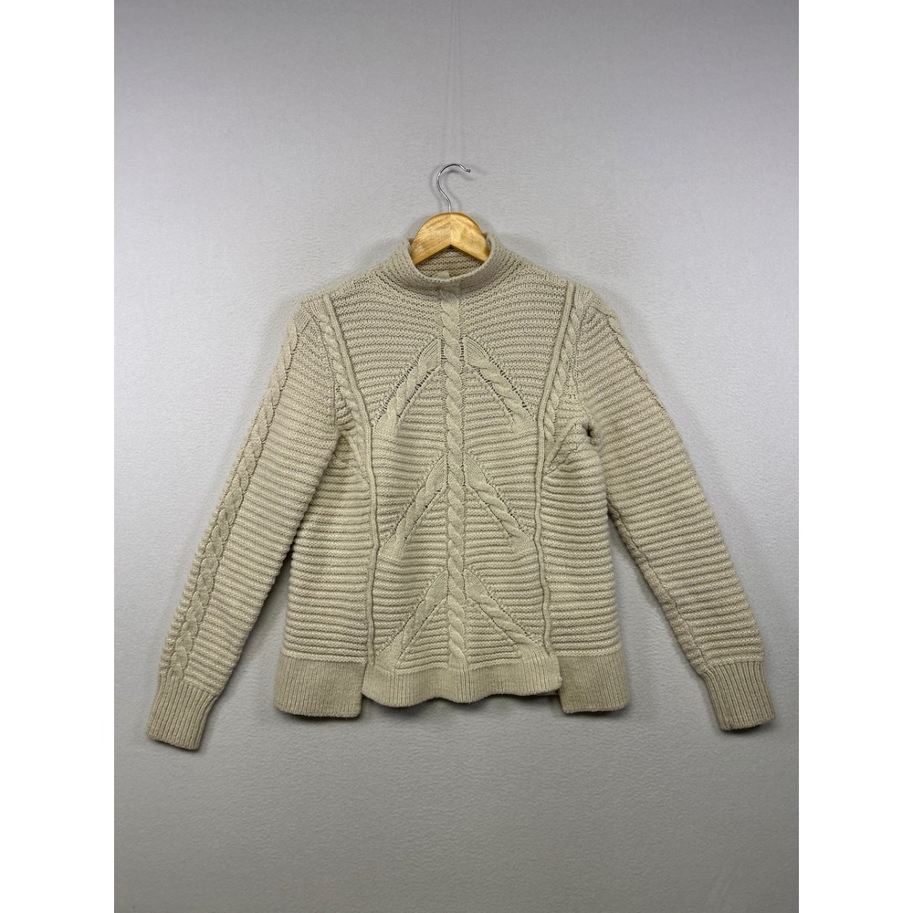 GAP Cozy Cabin Gorpcore Womens Medium Cream Wool Alpaca Cable Knit Sweater